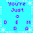 Pixelated cyan background with purple text and white star-like symbols arranged in a pattern