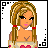 A 3x2 contact sheet of pixel art frames showing a cartoon character's outfit and text phrases "so tangled" and "in love" with visible animation changes between frames.