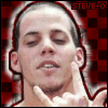 identical animated frames showing a person with closed eyes making a hand gesture against a red and black checkered background