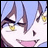 Pixelated anime-style character face with blue hair and yellow eyes on left, alongside pixelated text "Anime IM" above smaller "COM" on black background.