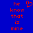 Blue background with red pixelated text 'he know that iz mine' and a red pixelated heart symbol above the text.