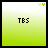 A 4-frame contact sheet showing three animated frames of a green gradient buddy icon with "TBS" text and small yellow symbols in the top-right corner, arranged in a 2x2 grid with one gray placeholder frame.