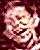 Pixelated animated contact sheet showing three frames of a cartoon character's face with exaggerated expression and motion blur effects.