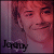 A 50x50 pixel animated contact sheet showing two frames of a buddy icon with a person's face and text, displayed side-by-side on a gray background.