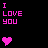 Animated contact sheet of 22 pixel art frames showing a sequence where pink "I LOVE YOU" text and heart icons multiply while blue "BUT I GUESS YOU DON'T UNDERSTAND" text appears, with later frames featuring progressively smaller pink "ALL THESE ICONS ARE FOR you" text.