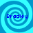 Four identical blue spiral patterns arranged in a , each containing the text 'Bradley' in dark blue pixelated font