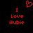 Red pixelated text and heart symbol on black background, with identical left and right text blocks.