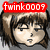 Pixelated anime-style head with brown hair and closed eyes, displayed in four color variations of the text banner above.