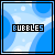 Pixelated blue and white background with 'BUBBLES' text in black and white block letters across six positions