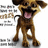 Animated pixel art dog with brown and tan fur, pink tongue, black nose, standing on white background with partial text elements.
