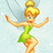 Pixelated character in green dress with wings and blonde bun, standing against light blue background; yellow text on bright green reads 'I am', 'tink fear....', 'my pixie dust'