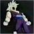 Pixelated character with spiky white hair, dark eyes, and a dark sleeveless top with purple accents, standing against a dark background.