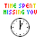 Colorful text "TIME SPENT MISSING YOU" above a clock face with changing hour and minute hands across four of icons