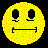 Yellow circular emoji faces with varied expressions and mouth shapes, transitioning into pixelated cloud-like forms against black background.