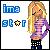 Pixelated image shows a blonde character in purple top and dark pants with white dots, standing beside blue text reading 'ima' above 'star' with star symbol.