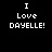 Black background with white pixelated text reading "I Love DAYELLE!" in two identical vertical
