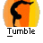 Pixelated icon with orange-yellow gradient background, black silhouette of a gymnast in mid-tumble pose, and text elements below.