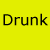A contact sheet of five animated frames showing the word "Drunk" in different solid colors on a gray background, with each frame displaying the text in a distinct color scheme.