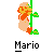 Pixel art of Mario climbing a green vine, with two distinct poses showing different arm and leg positions.