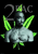 Pixelated icon with green and gray elements on black background, featuring a central rounded shape flanked by four wing-like extensions.