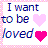 six identical displays the text "I want to be loved" with alternating pink and light purple hearts, each bordered by a dotted pattern