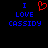 Blue text 'I LOVE CASSIDY' with a red heart symbol replacing 'LOVE' on a black background.