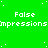 Green background with repeated white text and dots, four of 'False' above 'impressions' text, gray rectangle in bottom-right corner