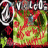 Pixelated static image with abstract green and red patterns, partial white text fragments on dark background.