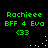 Green pixelated text and white dots on black background, with repeated 'Rachiee' and 'BFF 4 Eva (33)' across four