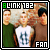 identical pixelated images showing three people in front of a brick wall, with text overlays