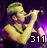 A 4x4 contact sheet of animated frames showing a person singing into a microphone against a purple background with the text "311" in white.
