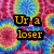 A static image with a colorful, pixelated background of overlapping circular patterns in red, blue, green, and yellow hues.