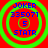 Four identical circular icons with green concentric rings on red background, each displaying blue text: 'JOKER', '335071', '5', 'STATR'.