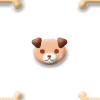 cartoon animal heads with rounded shapes and soft colors, including a brown dog, green cat, and light brown bear, on a white background