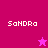 Pixelated icon with 'Sandra' text and star symbols on pink/magenta backgrounds.