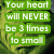 Green-skinned character with wide eyes and furrowed brows appears in two , one with overlaid text reading 'Your heart will NEVER be 3 times to sma' on a green background