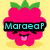 Pixelated pink raspberry with green leaves, smiling face, and tongue out on yellow background; text overlays in cyan, purple, green, and yellow. Merged of four distinct pixel art scenes