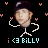 Pixelated character with baseball cap and stick-figure body in six poses, surrounded by pink hearts on black background, text 'i <3 BILLY' below.