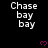 Black background with repeated white text 'Chase bay bay' and pink heart symbols in a pattern