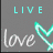 Animated icon with gray background showing 'LIVE' text, a heart symbol, and the word 'love' in white script.