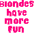 Pixelated text displays two contrasting statements about fun, with pink and black lettering on a white background.