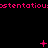 Pixelated pink text repeats horizontally across black background with scattered pink symbols and dots.