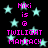 Black background with cyan stars and pink text reading "Niki is @ TWILIGHT MANIAC!!" repeated in a pattern