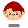 Pixel art avatar with red hair, pink cheeks, and X eyes showing tears, with one variant having a downturned mouth.