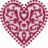 A pixelated heart-shaped icon with a maroon and light pink color scheme, featuring an intricate maze-like pattern of interlocking shapes.