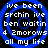 Four identical blue spiral patterns with white text reading "ive been srchin ive ben waitin 4 2morows all my life" on a black background.