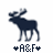 Two side-by-side pixelated moose icons with dark blue bodies and light gray outlines, each displaying text below.
