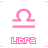 Pink Libra zodiac symbol with horizontal bars above and below, repeated in a pattern on white background