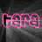 Animated pink neon-style text 'TARA TARA TARA' repeats across two on a dark gray background with subtle light streaks