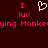 Pixelated text and heart symbol on dark red background with pink and white elements.